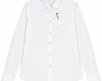 Vintage Paul Smith heren wit 100% katoenen overhemd maat 17, made in Italy NWT