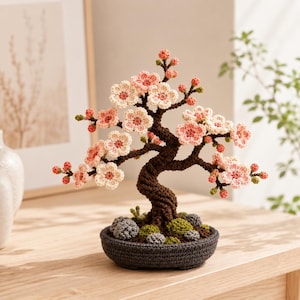 Cherry Blossom Crochet Pattern PDF, Cherry Blossom Tree Tutorial, Amigurumi Plant Decor, Japanese Zen Decor (PDF Download)