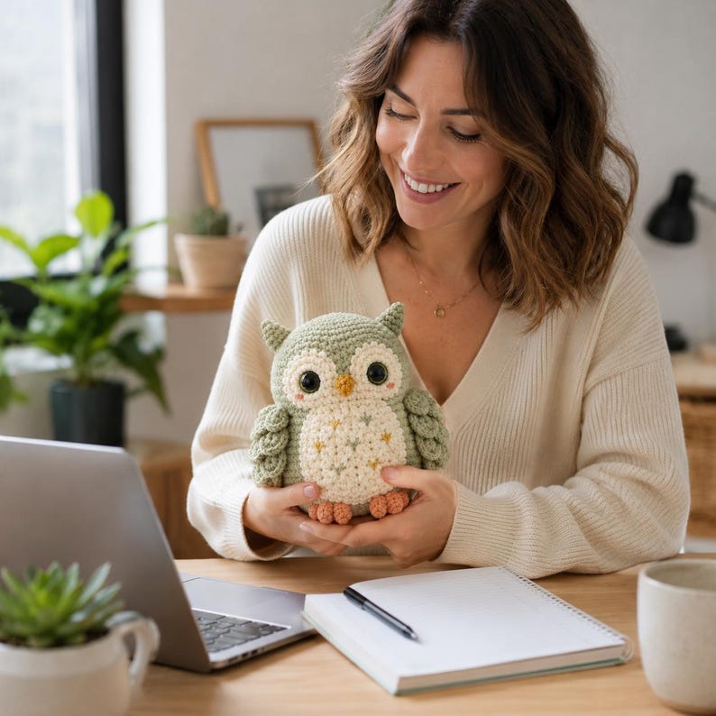 Owl Crochet Pattern PDF, Amigurumi Owl Plush Toy, Easy Amigurumi Owl Pattern, Woodland Nursery Gift image 7