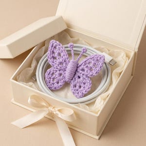 Crochet Butterfly Cable Organizer Pattern, Cute Cord Wrap PDF Tutorial, Small Handmade Gift Crochet Guide