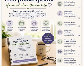 Medication Access Reference Kit Prescription Assistance Organizer Medication Cost Planner Prescription Tracker Printable PDF