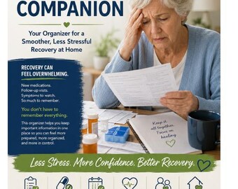 Senior Recovery Companion, Hospital Discharge Planner, Recovery Organizer, Caregiver Binder, Surgery Recovery Planner, Printable PD