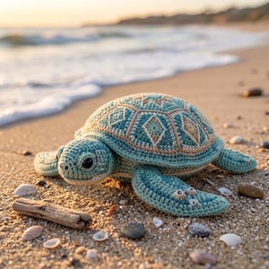 Haakpatroon voor een zeeschildpad (PDF) | Amigurumi schildpadpatroon | Handleiding voor het haken van een pluche zeedier | Direct te downloaden (PDF)
