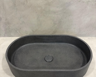 Lavabo in microterrazzo a forma di pillola
