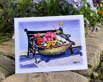 Flower Bench Watercolor Notecards