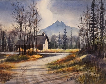 Alaskan Farm Original Watercolor