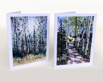 Birch Trees Watercolor Notecard Set