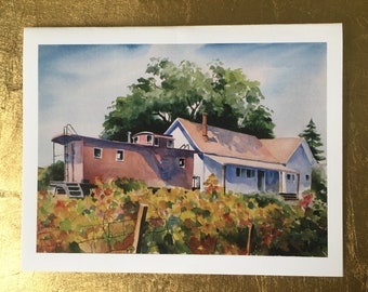 Watercolor Notecards CA Vineyards