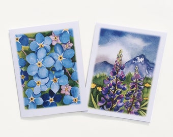 Lupine/Forget-Me-Not Watercolor Notecard Set