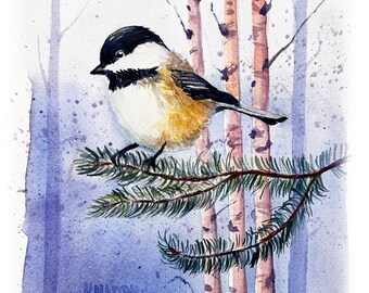 Chickadee Watercolor Note Cards