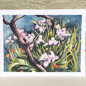 White Iris in Grapevine Watercolor Note Card Set