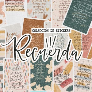Recuerda (Remember) | 22 Christian Digital Stickers | Scripture Reminder Stickers | Bible Journaling PNG | Faith Planner Stickers