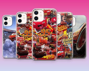 Funda para teléfono McQueen Cars con protector de pantalla para iPhone 17Pro, 16, 15, 14, 13, 12, Samsung S25, S24, S23Fe, S22, A16, A26, Pixel 10, 9Pro