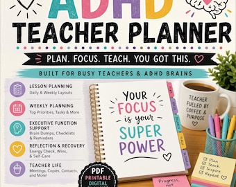 ADHD Teacher Planner | Semester Lesson Organizer (Digital Download)