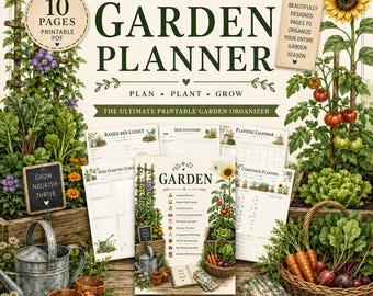 Garden Planner Printable | Vegetable Garden Journal, Seed Inventory, Planting Calendar (PDF Download)