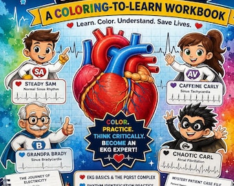 EKG Coloring Workbook | Expanded ECG Study Guide for Students (Digital Download)