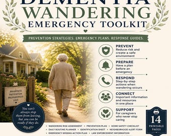 Dementia Wandering Emergency Toolkit | Caregiver Safety Binder | Missing Person Action Plan | Emergency Preparedness | Printable