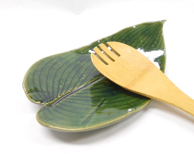 Pottery Leaf Dish Ceramic Leaf Dish Pottery Spoon Rest Etsy