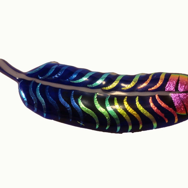 Dichroic Glass Jewlery Feather Pin / Brooch