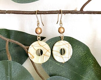 Kintsugi Inspired Earrings, Irregular Hoop Earrings, Large Gold Shell Earrings, Bohemian Earrings, Inspirational Gift, I Am Whole Earrings