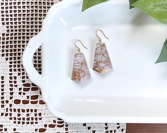 Kintsugi Inspired Earrings, Bohemian Earrings, Inspirational Gift, Geometric Earrings, Big Dangle Earrings, I Am Whole Lightweight Earrings