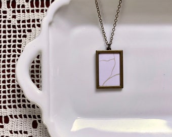 Kintsugi Inspired Necklace, I Am Whole Necklace, White and Gold Kintsugi, Bronze Pendant Necklace, Intention Jewelry, You Are Not Broken