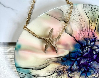 Starfish Necklace, Gold Starfish Necklace, Beach Necklace, Coastal Necklace, Statement Pendant Necklace, Summer Necklace - Ava