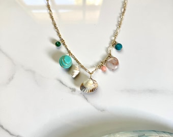 Seashell Charm Necklace, Gold Seashell Necklace, Bohemian Beach Necklace, Coastal Necklace, Summer Necklace, You Are Not Alone - Marina