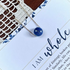 I Am Whole Necklace - Blue and Gold Kintsugi Inspired Minimalist Layering Necklace - Intention Jewelry - Hamrick Avenue