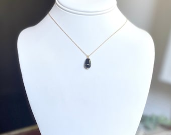 I Am Whole Necklace - Black and Gold Teardrop Kintsugi Inspired Minimalist Layering Necklace - Intention Jewelry - Hamrick Avenue