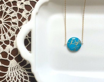 I Am Whole Necklace - Blue Gold Kintsugi Inspired Minimalist Shell Layering Necklace - Intention Jewelry - Hamrick Avenue