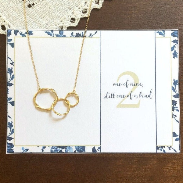 TWO The Enneagram Necklace - Gold Twisted Three Hoops Minimalist Layering Necklace - Type Two