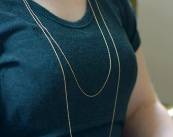 Gold Double Strand Necklace, Layered Chains, Dainty Chain, Two Strand Necklace, Layering Necklace, Customized Matte Gold Plated Minimalist