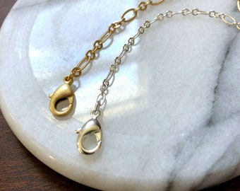 Extension Chain - Layer Anchor - Layer Necklaces and Prevent Tangling - Matte Gold Plated Silver Plated 3 1/2" Necklace Chain Extension