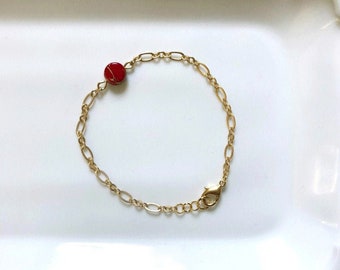 I Am Whole Bracelet - Kintsugi Inspired Gold Bracelet, Red Kintsugi, Pink Kintsugi, Dainty Chain Bracelet for Layering - Choose Your Color