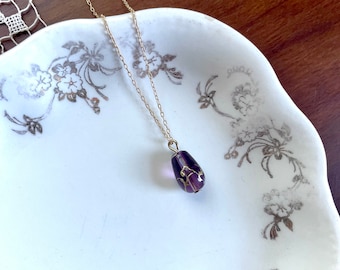 I Am Whole Necklace - Purple and Gold Teardrop Kintsugi Inspired Minimalist Layering Necklace - Intention Jewelry - Hamrick Avenue