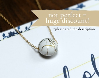 I Am Whole Necklace - White and Gold Kintsugi Inspired Minimalist Dainty Layering Necklace - IMPERFECT CLEARANCE