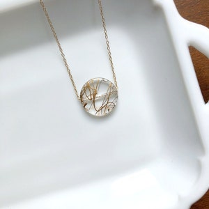 I Am Whole Necklace Kintsugi Inspired Clear Gold Round Disc Pendant Layering Necklace Intention Jewelry Hamrick Avenue image 3