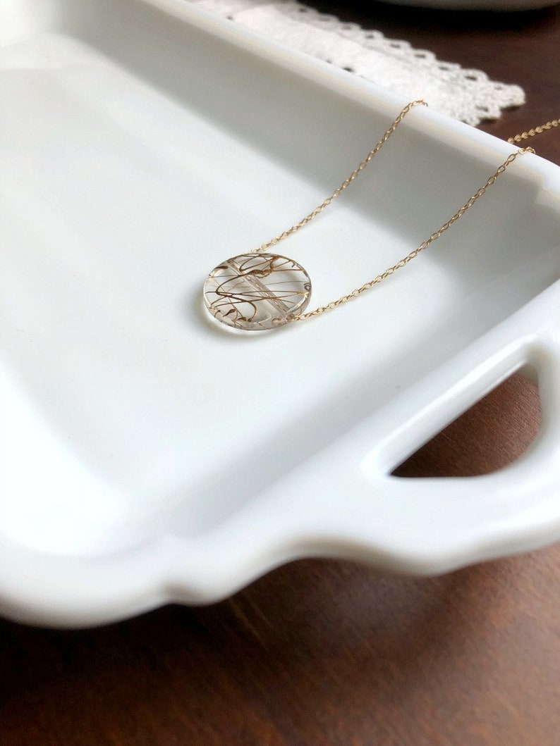 I Am Whole Necklace Kintsugi Inspired Clear Gold Round Disc Pendant Layering Necklace Intention Jewelry Hamrick Avenue image 4