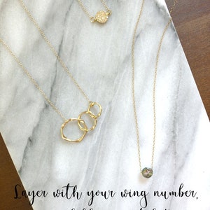 ENNEAGRAM THREE Necklace, The Enneagram Necklace, Gold Cubic Zirconia Studded Disc Minimalist Layering Necklace, Type Three image 8