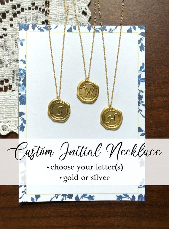 Gift for Her SN0090 Initial Necklace Gold Custom Personalized Letter Monogram Sterling Silver