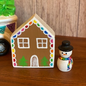 Little Rainbow Gingerbread House Tiny Gingerbread House Little Rainbow Tree Mini Snowman image 5