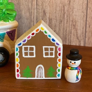 Little Rainbow Gingerbread House Tiny Gingerbread House Little Rainbow Tree Mini Snowman image 1