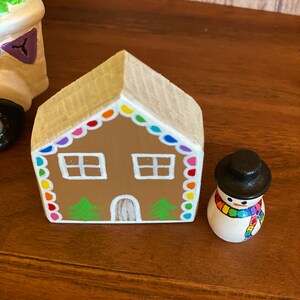 Little Rainbow Gingerbread House Tiny Gingerbread House Little Rainbow Tree Mini Snowman image 4