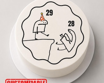 Funny Age Birthday Cake Topper, Custom Number Printable