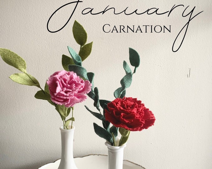 Felt Carnation - January Birthmonth Flower Series