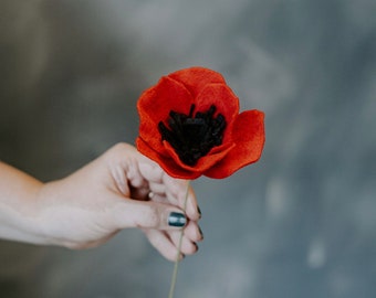 Felt Poppy - Build your own Bouquet - Felt Flowers A La Carte