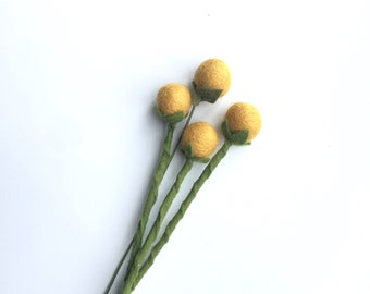 Felt Billy Balls / craspedia- Build your own Bouquet - Felt Flowers A La Carte