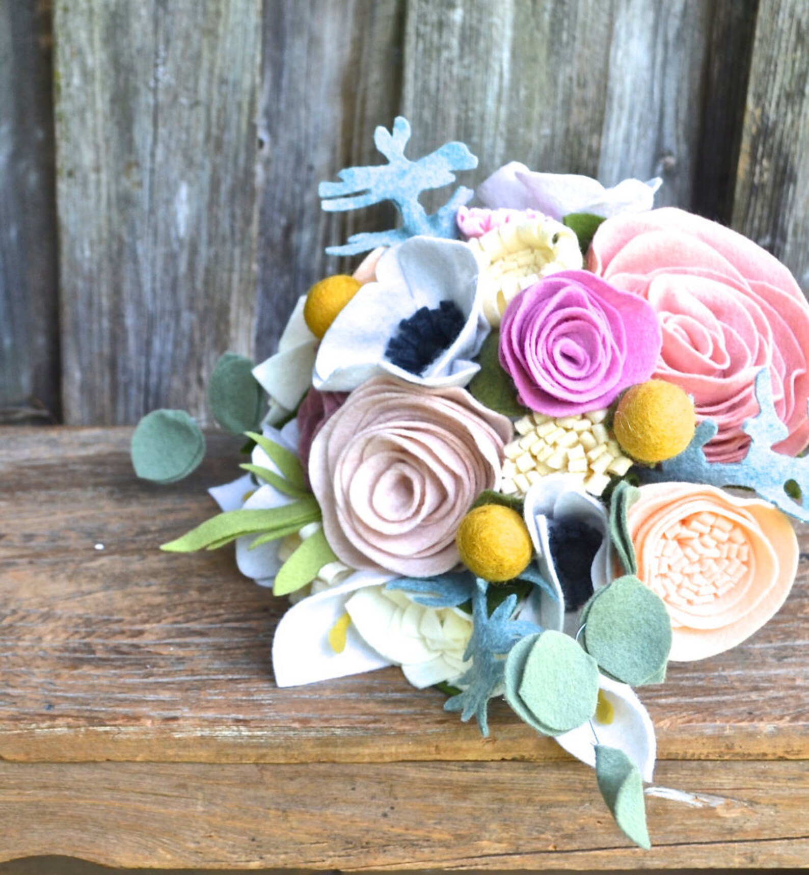 Felt Flower Bridal Bouquet Custom / Made to Order Etsy