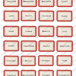 Digital Vintage Labels, Printable Word Labels